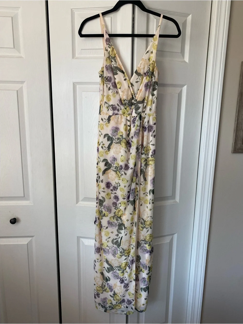 Floral Wrap Maxi Dress in White and Yellow